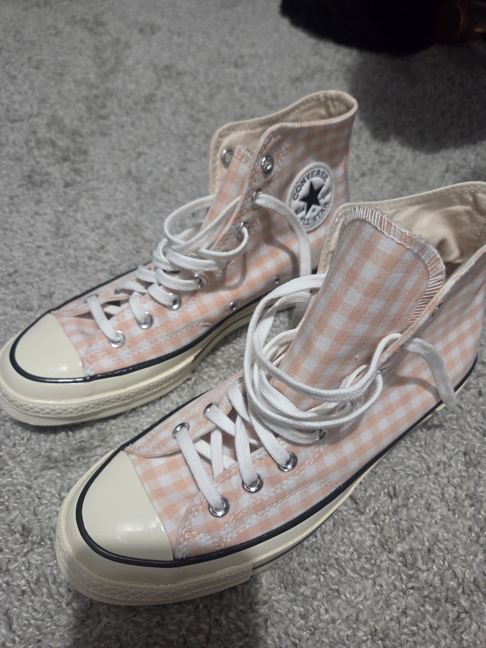 Converse High Top Gingham Sneakers - Light Orange/White